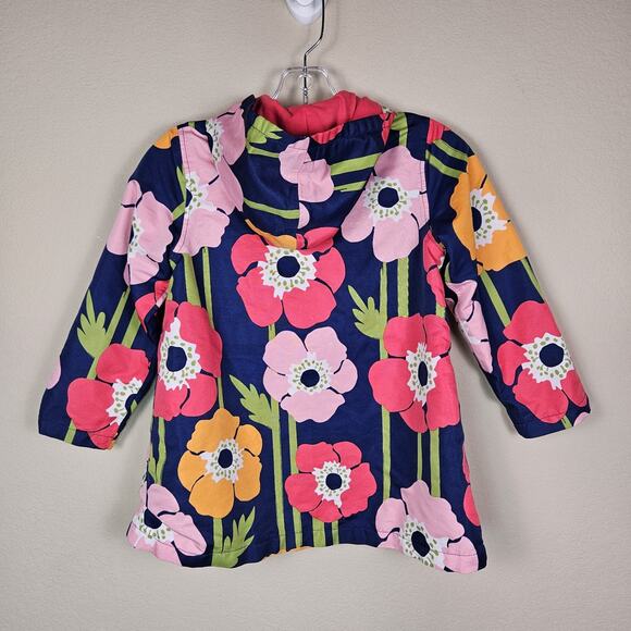 Gymboree Girls Floral Rain Jacket Hood Windbreaker Poppy Blue Pink Flowers S 5-6 - Picture 3 of 11